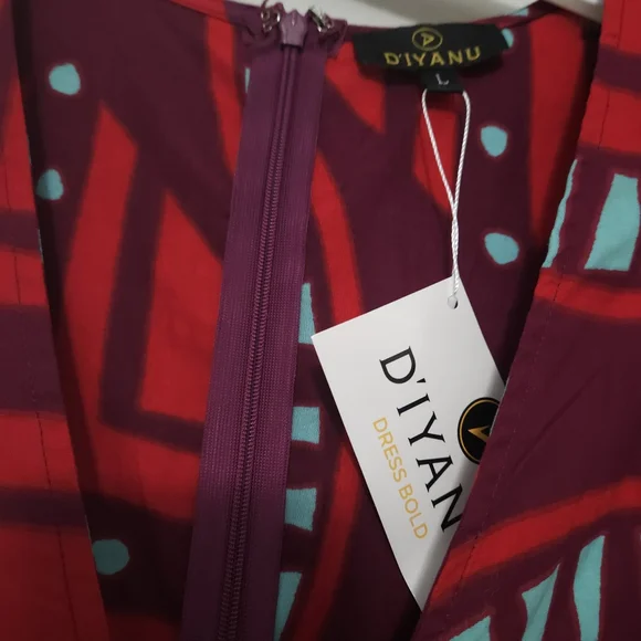 Red and Blue Geometric Maxi Dress - Picture 3 of 5